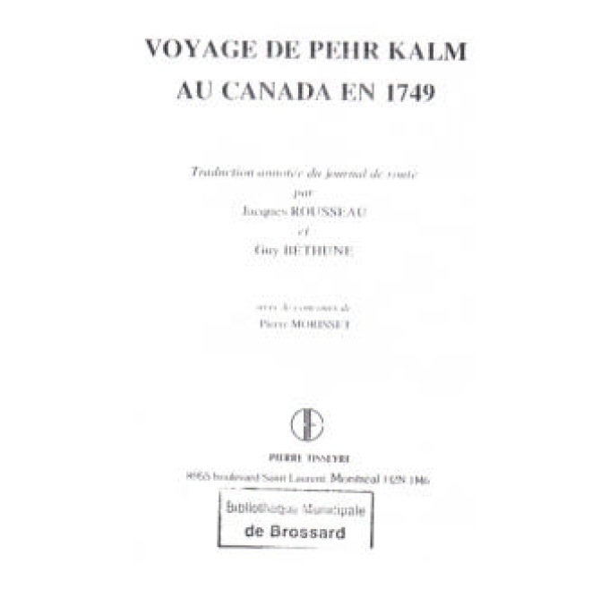Récit de voyage de Pehr Kalm